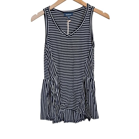 Modcloth In Every Direction Knit Tank Top Navy White Striped Women's Size XXS - Picture 2 of 9